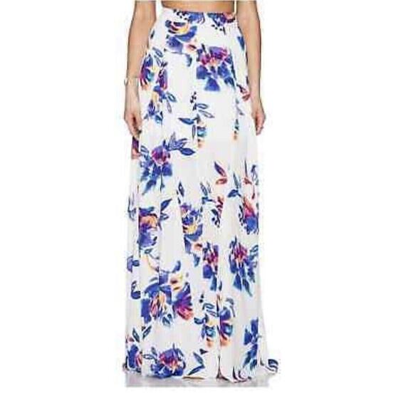 SHOW ME YOUR MUMU Princess Di Ball Gown Maxi Skirt Boho White Floral Chiffon M - Picture 1 of 6